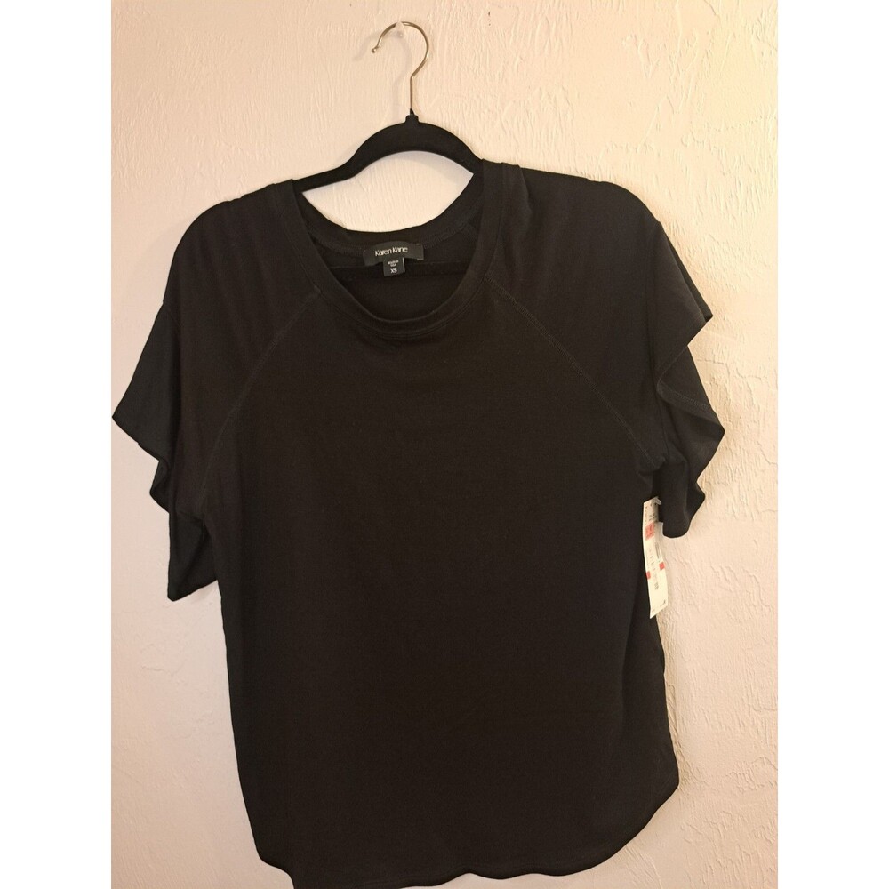 Karen Kane NWT XSFolk Tale Ruffle Sleeve Top Blk Capsule Basic Minimalist Casual